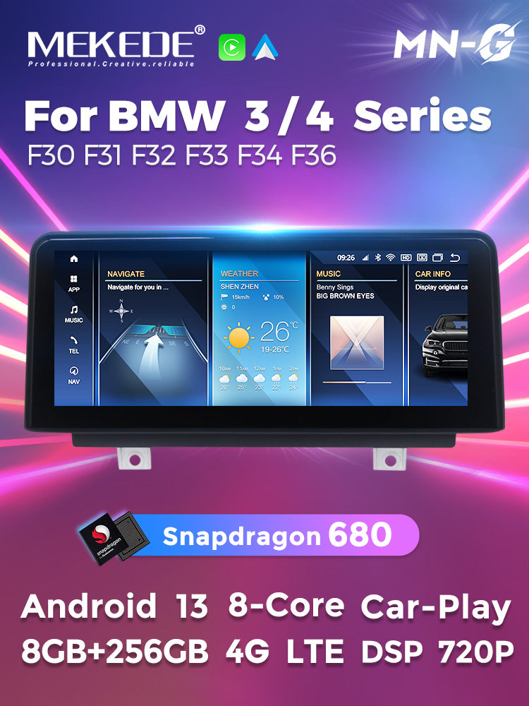 BMW 3 series F30 F32 Wireless CarPlay & Android Auto 10.25 inch Touch Screen Multimedia Display Upgrade