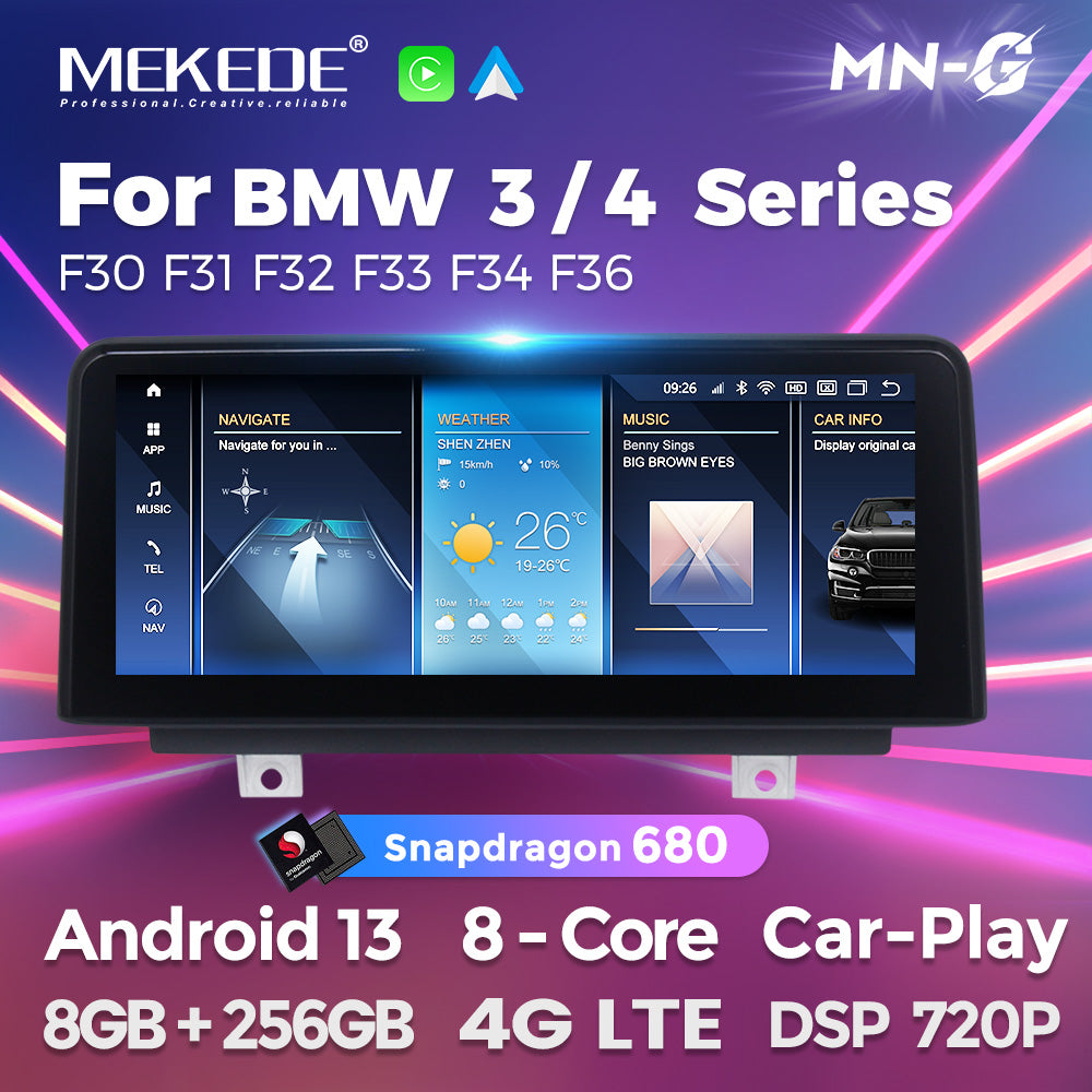 BMW 3 series F30 F32 Wireless CarPlay & Android Auto 10.25 inch Touch Screen Multimedia Display Upgrade