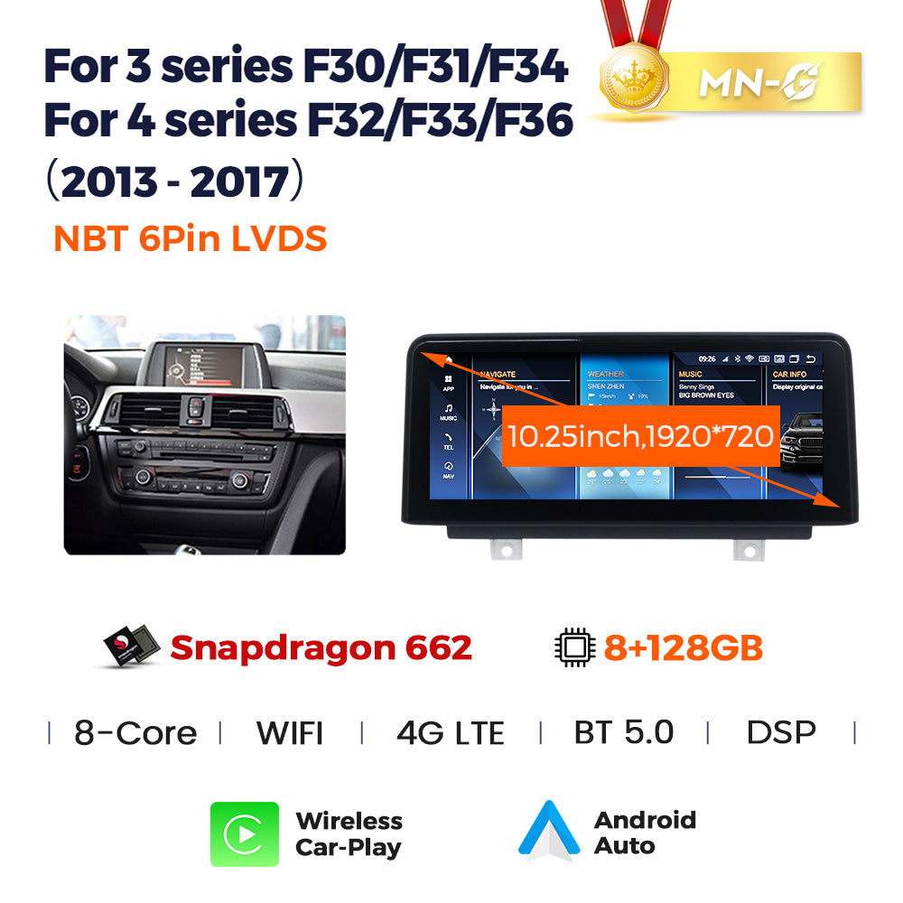 BMW 3 series F30 F32 Wireless CarPlay & Android Auto 10.25 inch Touch Screen Multimedia Display Upgrade